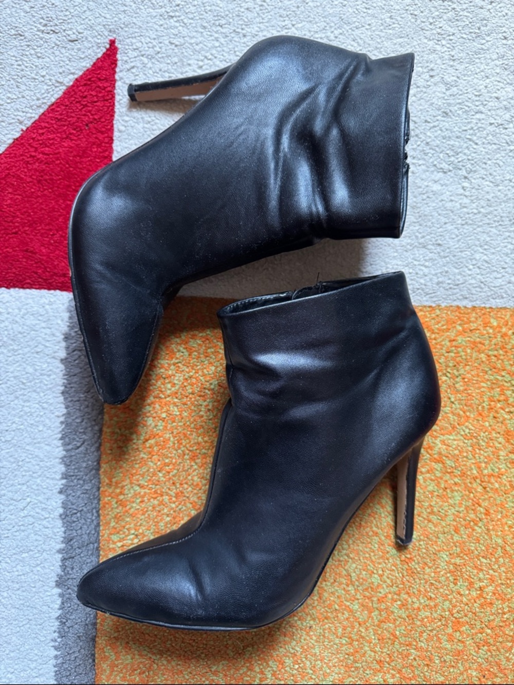 BCBG Black Pleather High Heel Ankle Boots